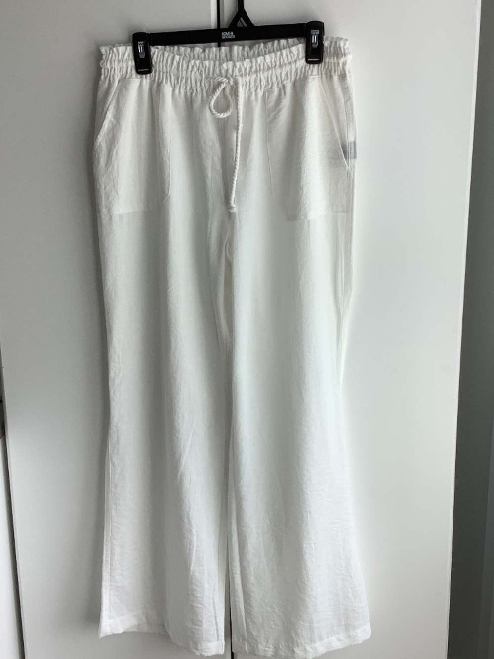 Ci Sono White Wide Leg Drawstring Pants Size L 100% Polyester